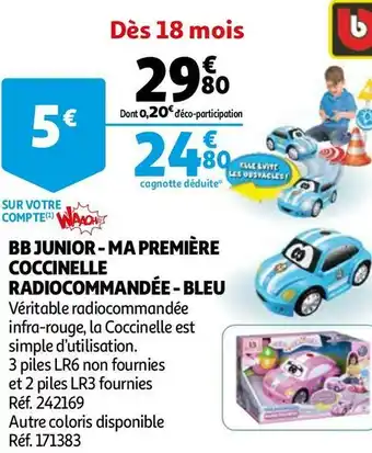 Auchan Burago bb junior - ma première coccinelle radiocommandée - bleu offre