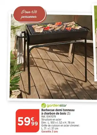 Bi1 Barbecue demi tonneau à charbon de bois (25) Réf. 1047079 offre
