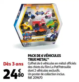 Auchan Pack de 6 véhicules true metal offre
