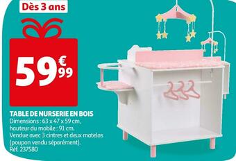 Auchan Table de nurserie en bois offre