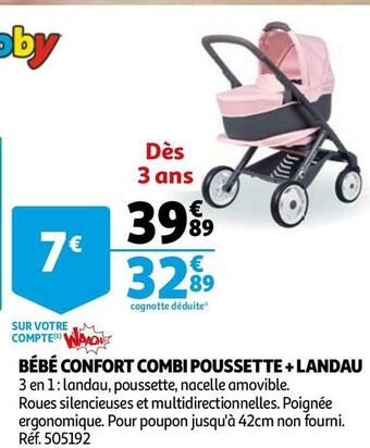 Promo Smoby Combi Poussette Landau Confort Chez Super U