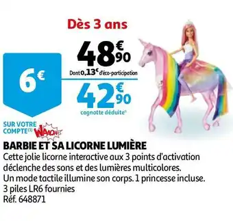 Auchan Barbie barbie et sa licorne lumière offre