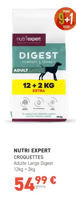 Tom&Co NUTRI EXPERT CROQUETTES Adulte Large Digest 12kg + 2kg offre