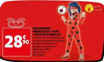 Auchan Déguisement miraculous + yoyo + boucles d'oreilles offre