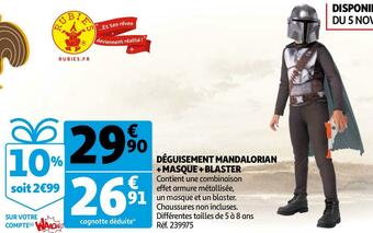 Déguisement mandalorian + masque + blaster