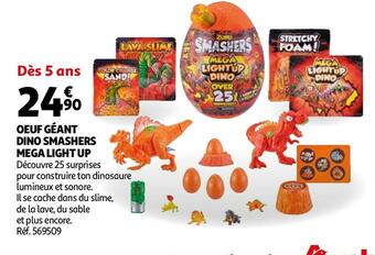 Auchan Oeuf géant dino smashers mega light up offre