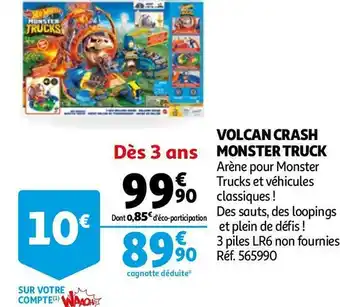 Auchan Hot wheels volcan crash monster truck offre