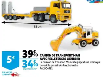 Camion de transport man avec pelleteusre liehberr