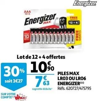 Energizer piles max lr03 ou lr06