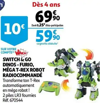 Auchan Switch & go dinos - furio, méga t-rex robot radiocommandé offre