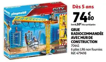Auchan Playmobil city action grue radiocommandée avec mur de construction offre