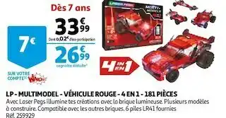 Auchan Lp - multimodel - véhicule rouge - 4 en 1 - 181 pièces offre