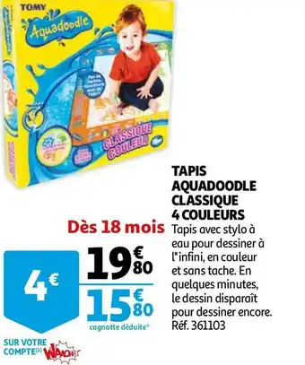 Auchan Aquadoodle tapis classique 4 couleurs offre