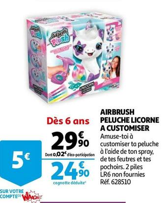 Auchan Airbrush peluche licorne a customiser offre