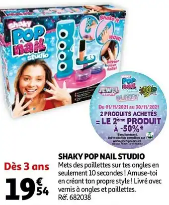 Auchan Pop nail shaky pop nail studio mets des paillettes sur tes ongles en seulement 10 secondes ! amuse-toi en créant ton propre s offre