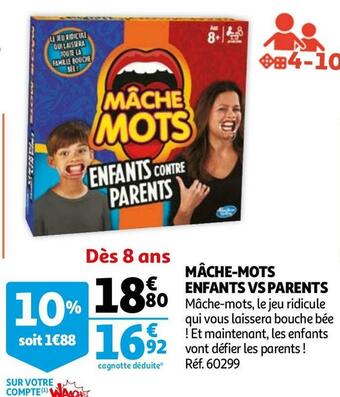 Auchan Mâche-mots enfants vs parents offre