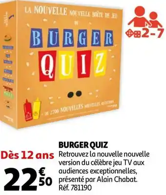 Auchan Lansay burger quiz offre