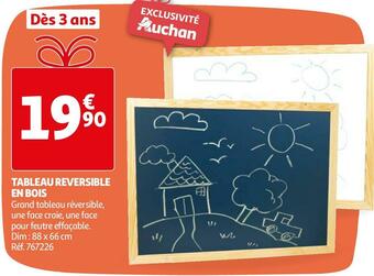 Auchan Tableau reversible en bois offre