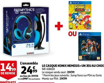 Auchan Le casque konix nemesis+ un jeu au choix offre