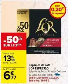 Carrefour Capsules de café offre