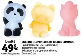 Auchan Bigben enceinte lumineuse bt bigben luminus offre
