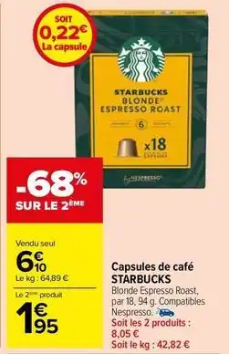 Carrefour Market Capsules de café offre