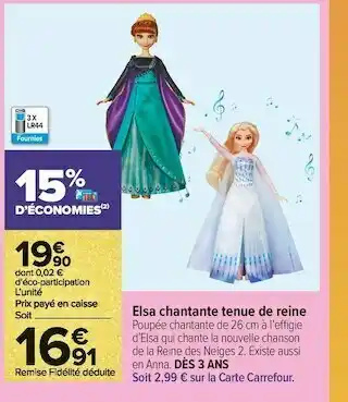 Elsa chantante tenue de reine