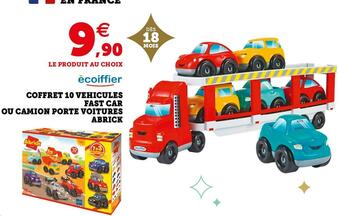 Écoiffier coffret 10 vehicules fast car ou camion porte voitures abrick