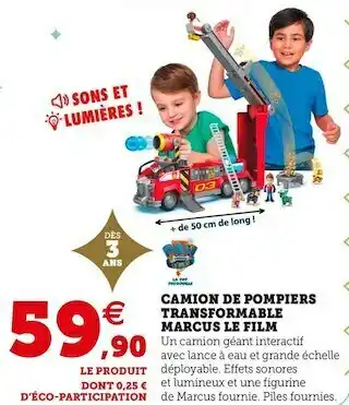 Paw patrol camion de pompiers transformable marcus le film