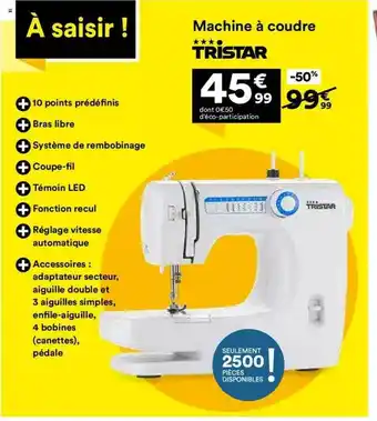 BUT Machine à Coudre Tristar offre