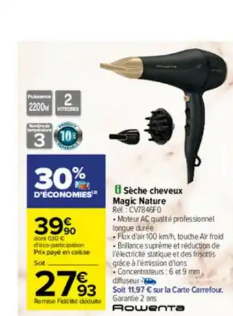 Carrefour Sèche Cheveux Magic Nature Rowenta offre