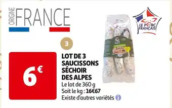 Auchan Supermarché SÉCHOIR DES ALPES LOT DE 3 SAUCISSONS offre