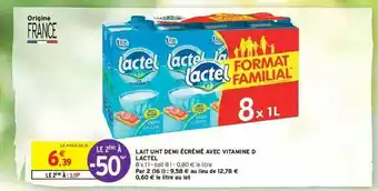 Intermarché Hyper Lait Uht Demi écrémé Avec Vitamine D Lactel Le 2ème à -50% offre