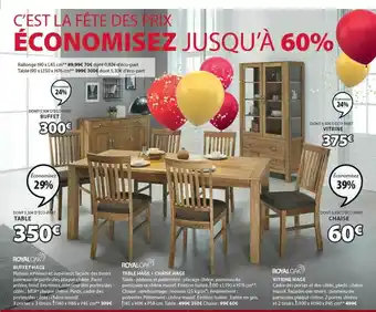 JYSK Buffet Hage Royal Oak, Table Hage + Chaise Hage, Vitrine Hage Royal Oak offre