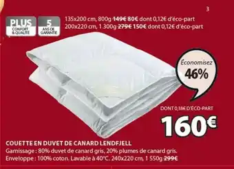 JYSK Couette En Duvet De Canard Lendfjell offre