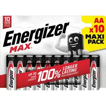 Auchan Lot De 10 Piles Max Energizer offre
