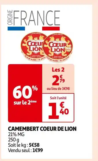Auchan Supermarché COEUR DE LION CAMEMBERT offre