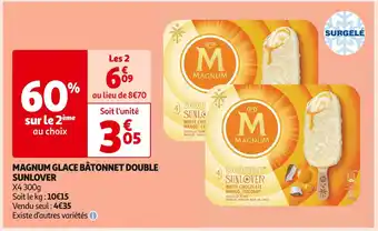 Auchan Supermarché MAGNUM GLACE BÂTONNET DOUBLE SUNLOVER offre