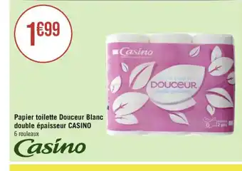 Casino Supermarchés Papier toilette Douceur Blanc double épaisseur CASINO offre