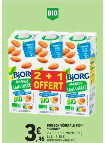 E.Leclerc BOISSON VÉGÉTALE BIO(2) "BJORG" offre