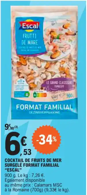 E.Leclerc COCKTAIL DE FRUITS DE MER SURGELÉ FORMAT FAMILIAL "ESCAL" offre