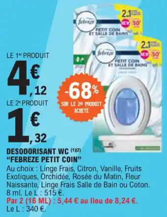 E.Leclerc DESODORISANT WC (1X2) "FEBREZE PETIT COIN" offre