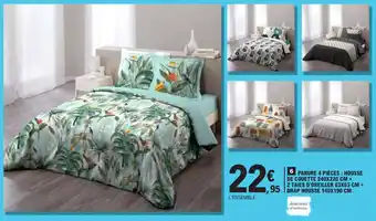 E.Leclerc PARURE 4 PIÈCES : HOUSSE DE COUETTE 240X220 CM + 2 TAIES D'OREILLER 63X63 CM + DRAP HOUSSE 140X190 CM offre