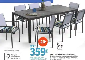 E.Leclerc Jardi TABLE RECTANGULAIRE EXTENSIBLE(2) offre