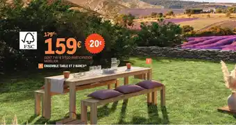 E.Leclerc Jardi ENSEMBLE TABLE ET 2 BANCS(²) offre