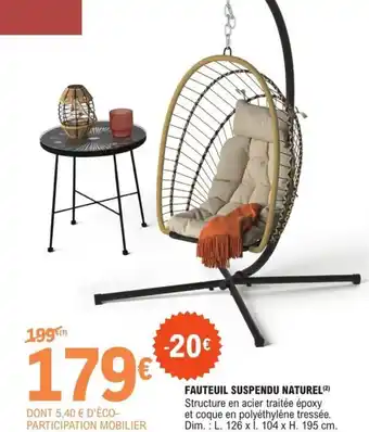 E.Leclerc Jardi FAUTEUIL SUSPENDU NATUREL(2) offre