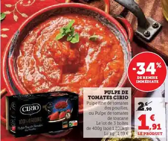 Super U PULPE DE TOMATES CIRIO offre