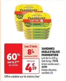 Auchan Supermarché Parmentier - sardines huile d'olive offre