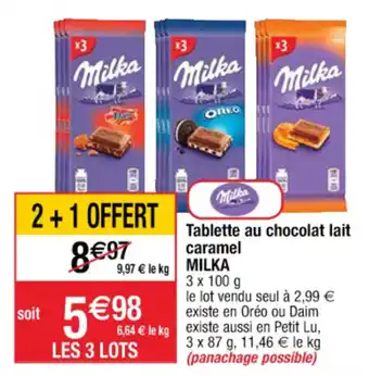 Cora x Carrefour Tablette au chocolat lait caramel MILKA offre