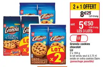 Cora x Carrefour Granola cookies chocolat LU offre